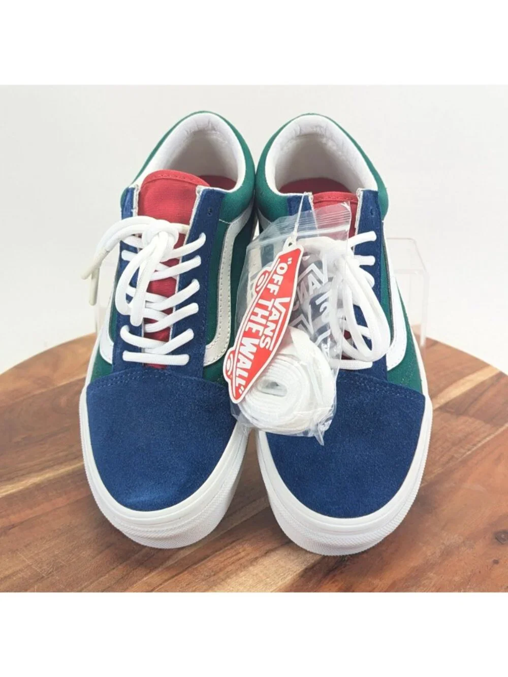 Vans Old Skool Low Sneakers Green Blue Yellow Colorblock Mens 5 Womens 6.5 NWT